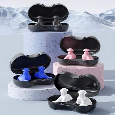 1 par de protetores auriculares espirais à prova d'água com redução de ruído para natação, protetores auriculares de silicone confortáveis e modernos para natação (embalagem a granel, fotos reais de referência)