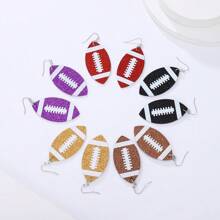 1 Pair Women's Fashion Football-Shaped PU Leather Dangle Earrings, Suitable For Sports Celebration And American Football Matches