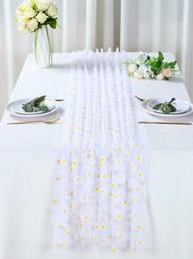 1 buc. șervețel de masă dreptunghiular cu model Daisy, șervețel de masă din plasă de 75 cm * 180 cm, față de masă pentru recepții de nuntă rustice, șervețel de masă pentru petreceri de nuntă, decorațiuni de ziua de naștere, decorațiuni pentru casă, decorațiuni de petrecere cu tematică florală, baby shower, decorațiuni de masă