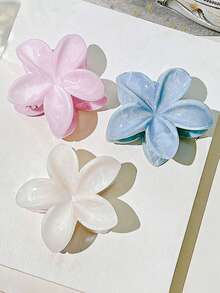 3 件优雅优质扎染大理石花纹花卉设计爪夹，适合女士日常、学校、通勤、女士、派对、约会、街头服饰、时尚高端发饰发夹发夹发夹发夹 - 彩色 - 查看 4