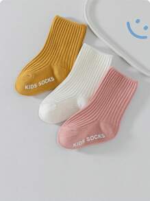 3 pares de calcetines antideslizantes para bebé, calcetines de caña alta de unicolor versátiles para niños de 1 a 3 años