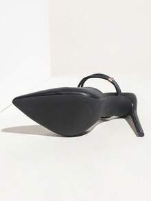 性感时尚尖头细高跟露背穆勒鞋一脚蹬休闲百搭黑色女式浅口鞋