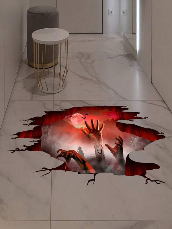 2PCS Halloween Creative 3D Ghost Hand Stickers, Terrifying Stickers, Easy To Remove, Halloween Party Supplies, Home Decor