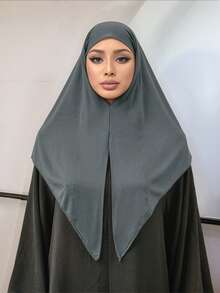 1 件女士穆斯林纯色头巾，伊斯兰祈祷头饰，适合日常佩戴 - 純色方便頭巾 - 查看 20