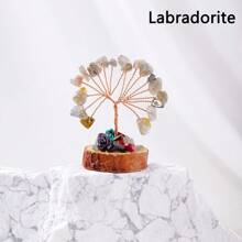 1PC Mini Natural Gemstone Chakra Lucky Tree With Wood Base | Home Office Desk Living Room Crystal Decor