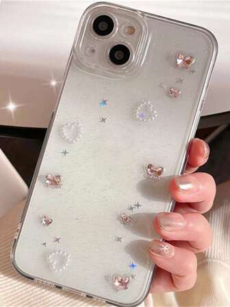 Luxury Pink 3D Butterfly Diamand Case For Iphone 16 15 14 13 12 11 Pro Max Plus Lens Protected Ins Epoxy Glitter Clear Soft Cover