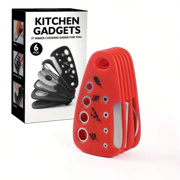 6-in-1 Edelstahl Multi-Funktions-Küchenhelfer Set zum Schälen von Obst und Gemüse, Dosenöffner, Pizza-Schneider, Käsereibe