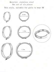 1 Set Of Multiple Summer Vacation Style Stainless Steel Ring Earrings Gold Earrings/Silver Eaeeings Jewelry Bohemia Earring Fashionable Simple Earrings For Men And Women To Wear Daily