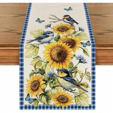 1PC Buffalo, Checkered, Bird, Butterfly, Sunflower, Spring, Table, Runner, Seasonal, Summer, Kitchen, Table, Coffee Table, Dresser, Decorating, Home, Indoor, Outdoor, Party, Decorative