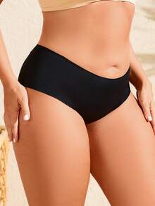 6 chiếc/gói Quần lót bikini cỡ lớn, thoáng khí, không đường may, đồ lót mềm mại, vô hình dành cho nữ, màu đen - màu đen - Xem 8