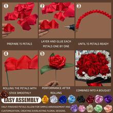 100Pcs Shimmery Gold Trimmed Ribbon Flower Petals - Premium DIY Floral Craft Supplies -Gold Edge Handcrafted Satin Ribbon Silk Petal Kits Half-Finished Pieces Ideal For DIY Crafting Eternal Rose Forever Flowers Bouquets Everlasting Floral And Ramos Floral Arangements,Glittler And Shimmery With Golden Edge,For Valentine's Day, Mother's Day ,Father's Day Anniversay,Wedding,Birthday ,Party,Engagement,Graduations - Gold Edge Petals - View 10