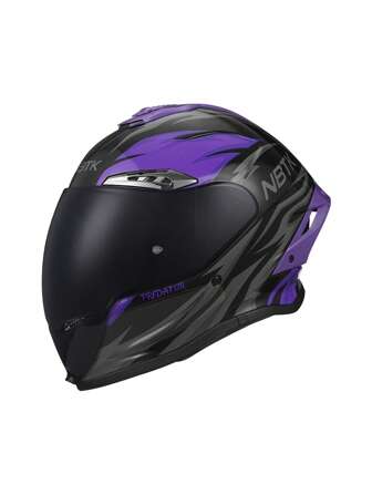 1pc Black & Purple Motorcycle Helmet, ABS Material With EPS Cushion Layer, 8 Ventilation Ports With Adjustable Openings, Aerodynamic Spoiler, Long Visor For Sun Protection, Interchangeable Lining, Unisex For Commuting, 3C & DOT Safety Certified