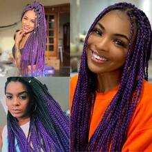 Ombre Pre Stretched Braiding Hair 30 Inch 8 Packs Synthetic Crochet Braids Hot Water Setting Professional Soft Texture Synthetic Hair Extensions 30 Inch 1B 27 - 1B/Purple(Ombre Black to Purple) - View 3