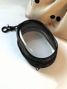 2pcs/1pc Portable Mini Transparent Zipper Storage Bag, Multi-Functional Jewelry Storage Bag, Suitable For Earphones, Power Bank, Keychain, Perfume And Other Transparent Travel Accessories Bag (Random Keychain Style) Travel Essential - Black - View 16