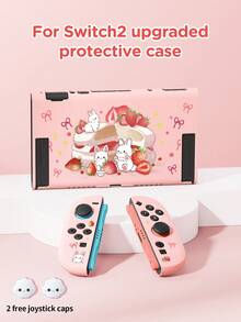 1pc New Switch2 Protective Case (2025) For Switch2/Switch OLED/Switch NS/Lite, Cute Animal Patterns Like Bear, Rabbit, Dinosaur, Strawberry, Flower Designs, Scratch-Resistant Cover, Includes Joystick Cap, Random Lite Model Shipped, Ideal Gift For Switch Gamers - Multicolor - View 6