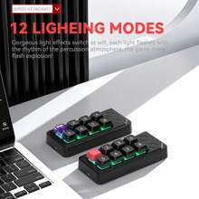 MKESPN MKESPN Portable USB Wired Mini Numeric Keyboard 8 Keys Hot Swappable Number Keypads RGB Backlit Programming Wired Gaming Keyboard For Win7/8/10/XP