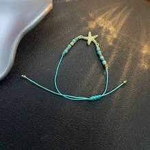 波西米亚贝壳手链，夏季海滩海洋风格贝壳和海星串珠手链，女士