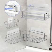 16-Pack Shower Caddy Adhesive Replacement, Transparent Adhesive Hooks Stickers, Strong Hook Strip For Shower Caddy Basket Shelf, Soap Holder, Bathroom Storage Racks And Kitchen Racks