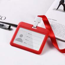 1pc/5pcs/10pcs/50pcs Ins Style Thick Vertical & Horizontal Card Holder, 11 Colors Lanyard ID Badge Holder, Suitable For Office, School, Mall, Work Etc. School Supplies,Back To School