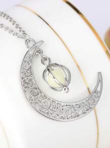 1 pièce Collier ras-de-cou en alliage lumineux en forme de lune et de citrouille, une création idéale pour les fêtes, convient pour le port quotidien, les festivals, les soirées et les cadeaux, pour hommes et femmes