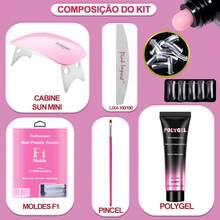 Pollygel Nail Kit SunMini Portable Cabin F1 Mold Tip File False Nails + Brush - 無色 - 查看 2