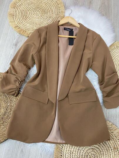 Blazer ,Manga plisada 3/4  Liso    Elegante  Casual    Poliéster    BLAZER, SACO  Oficina  Noche de fiesta  Formal y de noche  fiesta del té