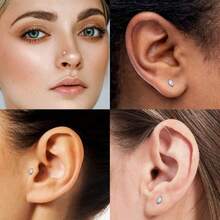 1PC Women's G23 Titanium Ear Studs | Cat's Eye Stone & 5A CZ Inlaid Piercing Jewelry | Hypoallergenic, Versatile For Ear, Lip Or Nose Wear