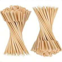 Set de 100/200/300/50/10 piezas de pinchos de bambú, aptos para el hogar, restaurante, mercado nocturno, actividades al aire libre, frutería, lavables y reutilizables, útiles escolares