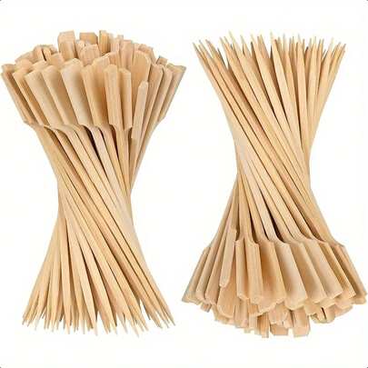 100/200/300/50/10pcs Set Bamboo Skewers, Suitable For Household, Restaurant, Night Market, Outdoor Activities, Fruit Shop, Washable & Reusable,School Supplies