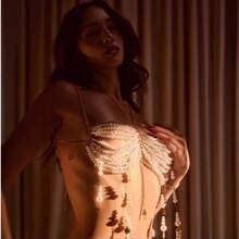 Bra Chain Jewel Bra Beaded Bra Chain Transparent Body Chain Sexy Gradient Glass Beaded Bra Chain Colored Beaded Body Chain Body Chains - trắng - Xem 4
