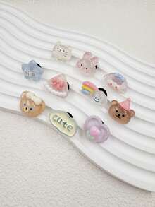 10 Pcs DIY Hole Shoes Accessories Cute And Free Combination Two Styles To Choose From, Ten Accessories For Each Style - Multicolor - View 9