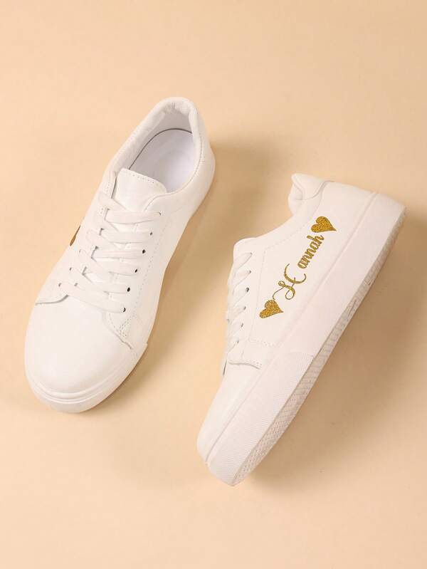 Personalisierte herzförmige Sneaker, mit Glitzer-Textname angepasst, Geschenk zum Geburtstag, Jahrestag, für Mitschüler, Familie, Brautjungfern, Braut, Feiertage, lässige Schuhe für Paar