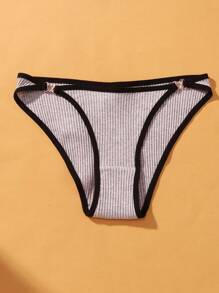 VKME 6 pezzi set di mutande in cotone a vita bassa, biancheria intima con fibbia in metallo, colore unito