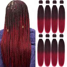 Ombre Pre Stretched Braiding Hair 30 Inch 8 Packs Synthetic Crochet Braids Hot Water Setting Professional Soft Texture Synthetic Hair Extensions 30 Inch 1B 27 - 1B/Bug(自然漸層勃根地紅) - 查看 1