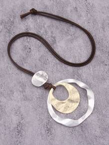 1 pieza Collar de aro grande asimétrico plano de doble color de aleación, cadena larga minimalista y de moda, regalo de Navidad para mujeres