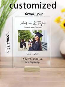 Personalized Graduation Photo Customization, Graduation Photo Comparison Photo Commemoration, Graduation Theme, Perfect Bedroom Display Rack, Graduation Commemoration, Leaving The Most Beautiful Graduation Memories, Wooden Base - Multicolor - View 4
