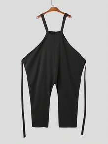 INCERUN Men Sleeveless Strappy Bib Dungarees Rompers Casual Loose Solid Jumpsuits Summer Harem Pants Long Cargo Overalls - 黑色 - 查看 3