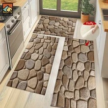 1套/1件/2件仿真石纹浴室防滑垫，仿羊绒材质，蓬松毛绒装饰，适用于浴室、门口、厨房、房间等场合，可机洗，日常装饰，可作为礼物赠送