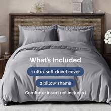 Cover Queen Size Set - Extra Soft Queen Size Duvet Cover 90 X 90 With 2 Pillow Shams - Hotel Luxury Easy Care And Fade Free W/ Zipper Closures & Ties - Breathable Bedding Set (Light Sage Green) - 06 - 鋼藍(無被子) - 查看 9