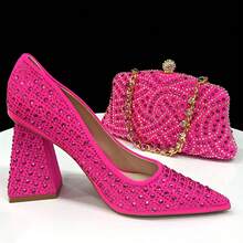 Venus Chan 2025 Luxury Italian Design Women's Party Heels And Matching Handbag Set - Perfect For African Weddings And Special Occasions - Fuchsia - View 9