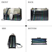 Crossbody Bags For Women - Snake Printed Clutch Purses Leather Chain Shoulder Bags Evening Handbags - K-đen - Xem 6