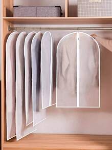 1pc Semi-Transparent Zipper Garment Dust Cover, 1pc Simple & Practical Semi-Transparent Home Wardrobe Coat, Suit, Cotton Clothes Organizer Hanging Storage Dust-Proof Waterproof Bag