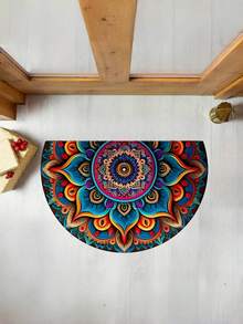 1 Stück bunter, boho-artiger Mandala Eingangsmatte - waschbar, leicht und langanhaltend aus Polyester, farbenfroher Halbkreis-Entwurf, geeignet für Innen- und Außenbereich, Eingangsmatte | Boho-Stil Matte | Waschbare Matte, Waschbarer Teppich, Heimdekoration - Verschiedenfarbig - Übersicht 15