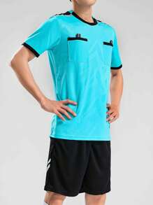 2pcs Sports Referee Uniform, Football, Badminton, Table Tennis Sports Training Running Comfortable Athletic Pocket T-Shirts, Breathable Short Sleeve