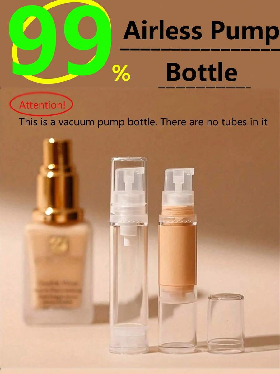 1/2/3/6pcs Airless Pump Bottles, 5ml/10ml/15ml,Empty Refillable Airless Pump Jars, Travel Size Dispenser Vacuum Eye Cream Bottle, Travel Containers For Toiletries,Mini Travel Bottles For Lotion Toiletries Liquid Toner Sample