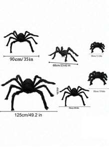 1 Set Halloween Decoration Plush Long Leg Red Lips Black Spider + Fake Spider Web Decor, Festival Atmosphere Decoration Spider Web Cotton Fake Big Spider Bar Home Outdoor Horror Scene Layout Props