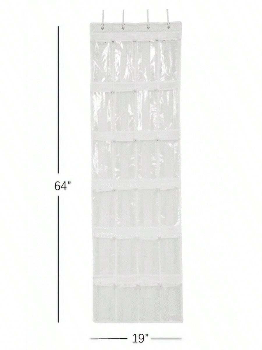 24 Pocket Clear Over The Door Non Woven Closet Shoe Organizer Shelf - Arctic White - 單身的 - 查看 1
