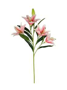 1pc 5-Headed Artificial Lily Flower With Stems, Home Living Room Decor, 4 Flowers 1 Bud, Silk Flower, Wedding Decoration Fake Flower Home Decor Back To School School Supplies