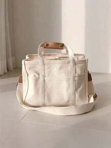 1PC Personalized Ins Multi-Compartment Mom Bag For Women, Multi-Functional Mother And Baby Bag Canvas Crossbody Bag, Large Capacity Embroidered Custom Letter Tote Bag, Fashionable And Versatile Portable Handbag For Moms To Go Out, Multi-Functional Diaper And Baby Bottle Storage Handbag With Stroller Hook Bag, Suitable For Daily Use, Can Be Given As A Gift To Family, Friends, Mother's Day Gift, New Mom Gift.