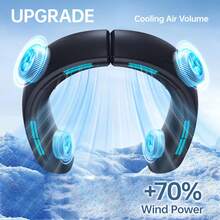 W&O 2025 Portable Neck Fan With 6000mAh Battery - 360° Cooling, 3 Speed Settings & Foldable (Ultra Quiet) For Travel/Outdoor/Indoor Use - Gift Idea For Women & Men In White & Black - Màu xanh lam - Xem 4